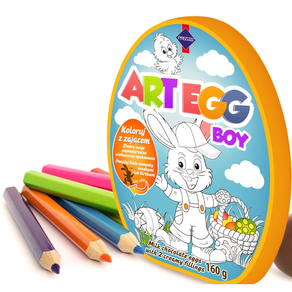 Art Egg 160 g, jajka z czekolady mlecznej nadziewane kremem mlecznym oraz waniliowym - obrazek 2
