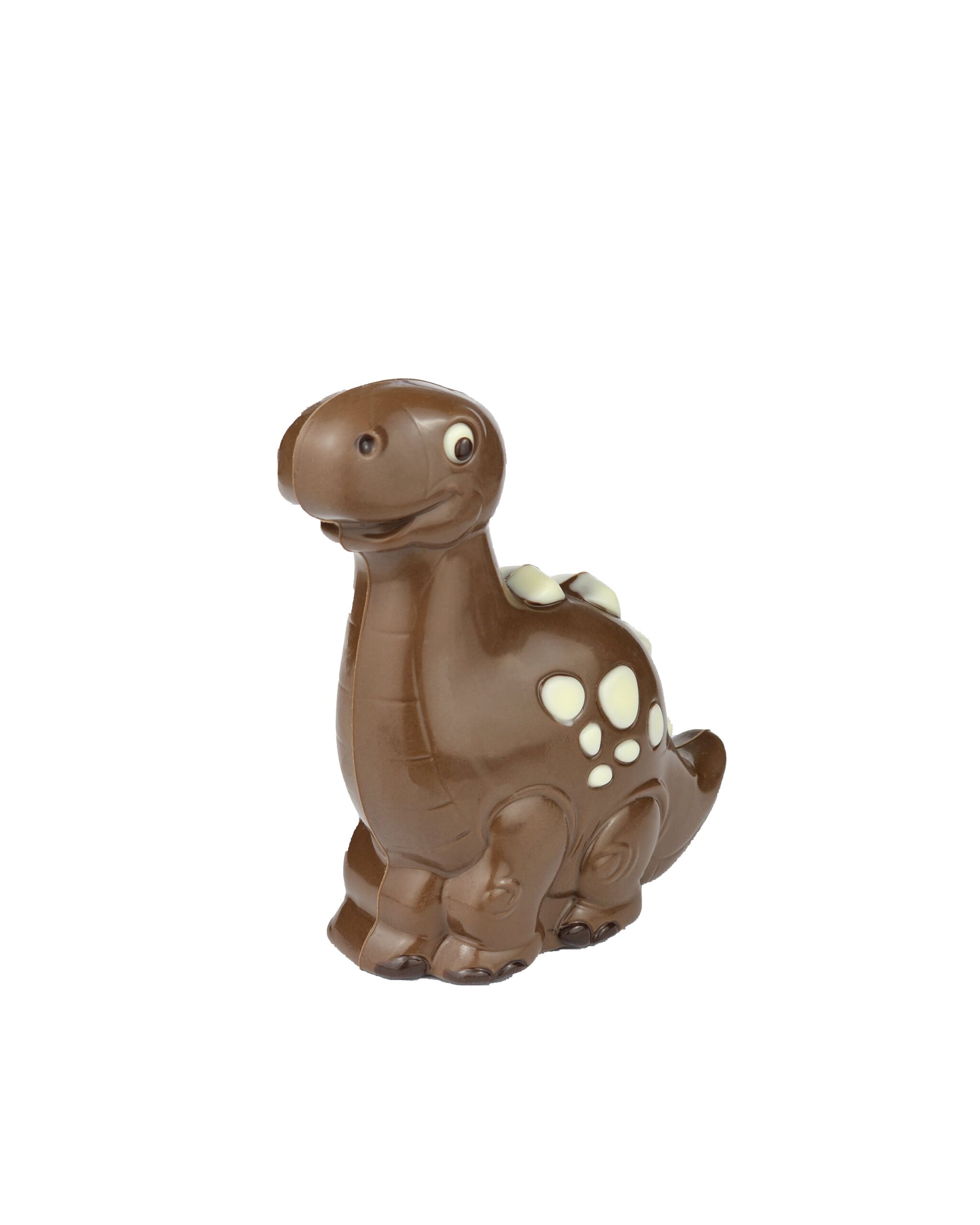 Figurka dinozaur z czekolady mlecznej ze zdobieniem z czekolady białej 100 g